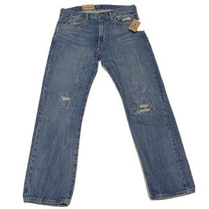 Polo Ralph Lauren Distressed Classic Fit Denim Jeans Blue New W/Tags Men 36 x 32